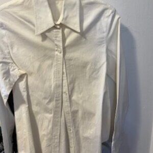 White Long-Sleeved Blouse 97% Cotton Size L